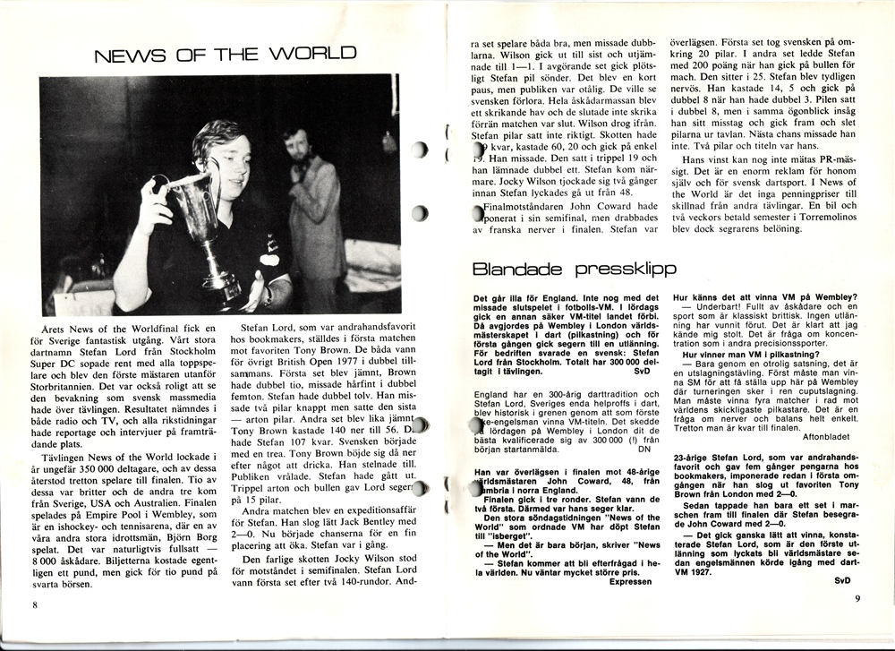 Dart Sverige Nr 3  1978 News of The World