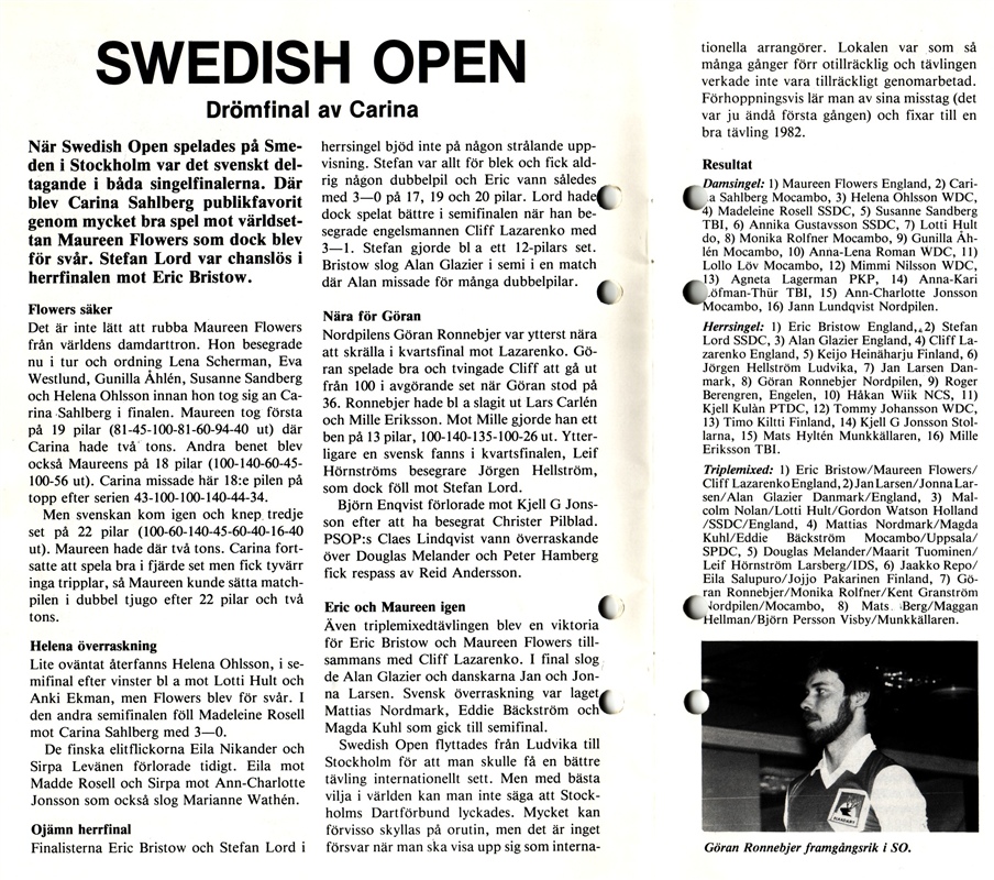 Dart Sverige Nr 7 1981    Swedish Open Darts 1982